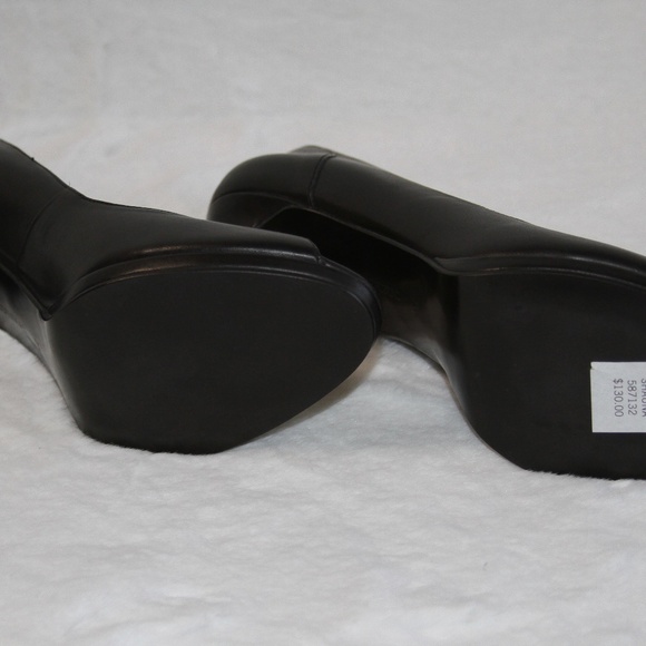 Banana Republic High Heels Shauna Open Toe Black Leather Pumps NEW in Box - Picture 5 of 6